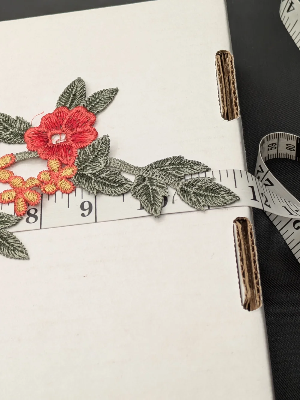 Floral Red & Pink Embroidered Applique Trim